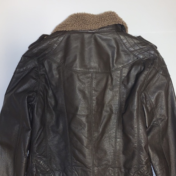 Just Jeans Brown Leather Bomber Jacket - Women’s AU Size 6 - Picture 5 of 10